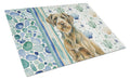 Chestnut Wirehaired Pointing Griffon Coastal Sea Glass Cutting Board Tempered Glass Kitchen Cutting Surface, Heat Resistant Chopping, Non-Slip Feet, Food Prep & Serving