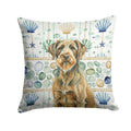 Chestnut Wirehaired Pointing Griffon Coastal Sea Glass Decorative Throw Pillow 14x14 Indoor Outdoor Accent Cushion, Fabric Cover with Insert for Sofa, Bed, Porch & Living Room