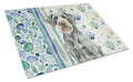 Steel Gray Wirehaired Pointing Griffon Coastal Sea Glass Cutting Board Tempered Glass Kitchen Cutting Surface, Heat Resistant Chopping, Non-Slip Feet, Food Prep & Serving