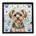 Yorkiepoo Coastal Sea Glass Framed Metal Print Bathroom, Kitchen, Office, Home Decor Wall Art Ready to Hang, Square, 8X8