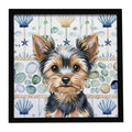Black and Tan Yorkshire Terrier Coastal Sea Glass Framed Metal Print Bathroom, Kitchen, Office, Home Decor Wall Art Ready to Hang, Square, 8X8