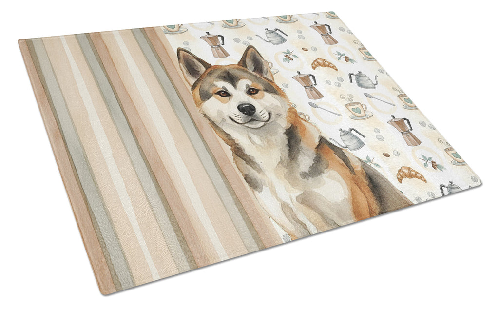 Sesame Akita Coffee Bar Cutting Board Tempered Glass Kitchen Cutting Surface, Heat Resistant Chopping, Non-Slip Feet, Food Prep & Serving