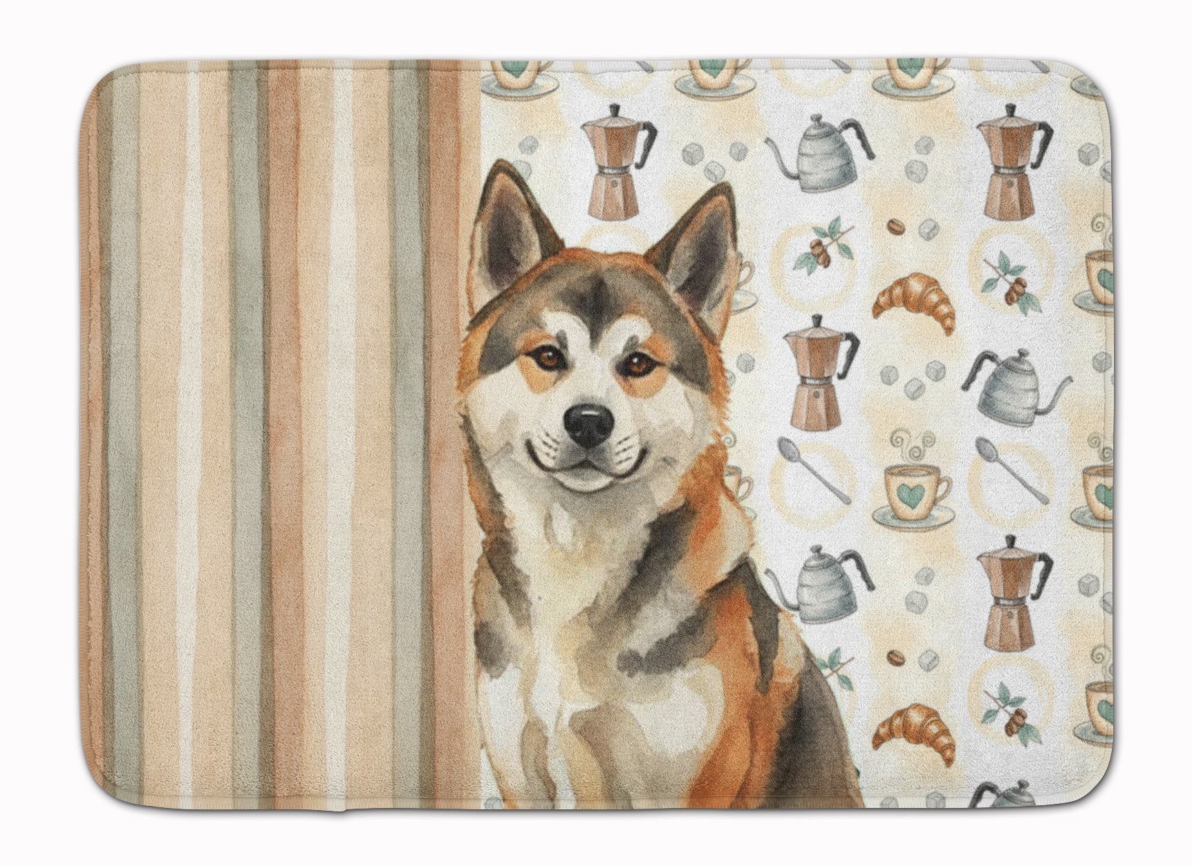 Sesame Akita Coffee Bar Memory Foam Kitchen Mat Machine Washable Anti-Fatigue Cushion Comfort Bath or Kitchen Rug