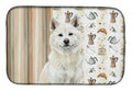 White Akita Coffee Bar Dish Drying Mat Absorbent Dish Drying Mat Pad for Kitchen Counter Dish Drainer Mat for Countertop, 14 x 21", Multicolor