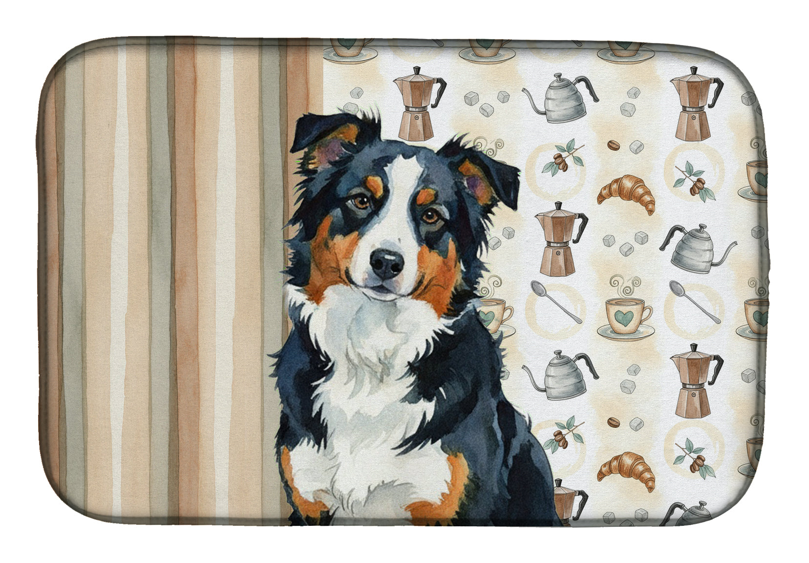 Black Tri American Shepherd Coffee Bar Dish Drying Mat Absorbent Dish Drying Mat Pad for Kitchen Counter Dish Drainer Mat for Countertop, 14 x 21", Multicolor