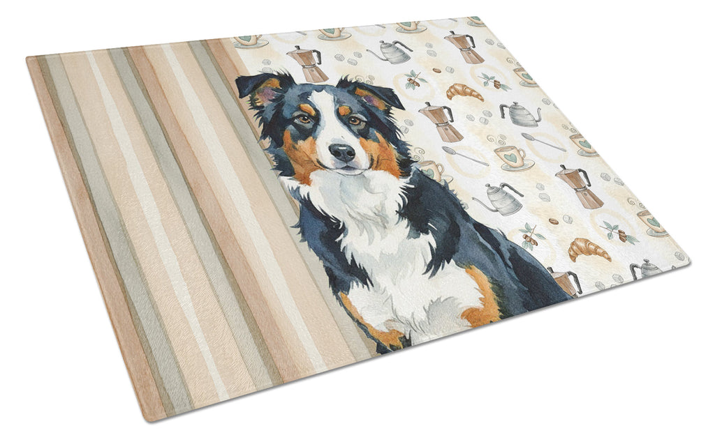 Black Tri American Shepherd Coffee Bar Cutting Board Tempered Glass Kitchen Cutting Surface, Heat Resistant Chopping, Non-Slip Feet, Food Prep & Serving