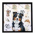 Black Tri American Shepherd Coffee Bar Framed Metal Print Bathroom, Kitchen, Office, Home Decor Wall Art Ready to Hang, Square, 8X8