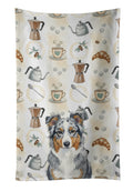 Blue Merle American Shepherd Coffee Bar Kitchen Towel Velour Plush Front and Cotton Loop Back Machine Washable