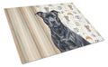 Black American Staffordshire Terrier Coffee Bar Cutting Board Tempered Glass Kitchen Cutting Surface, Heat Resistant Chopping, Non-Slip Feet, Food Prep & Serving