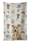 Fawn American Staffordshire Terrier Coffee Bar Kitchen Towel Velour Plush Front and Cotton Loop Back Machine Washable