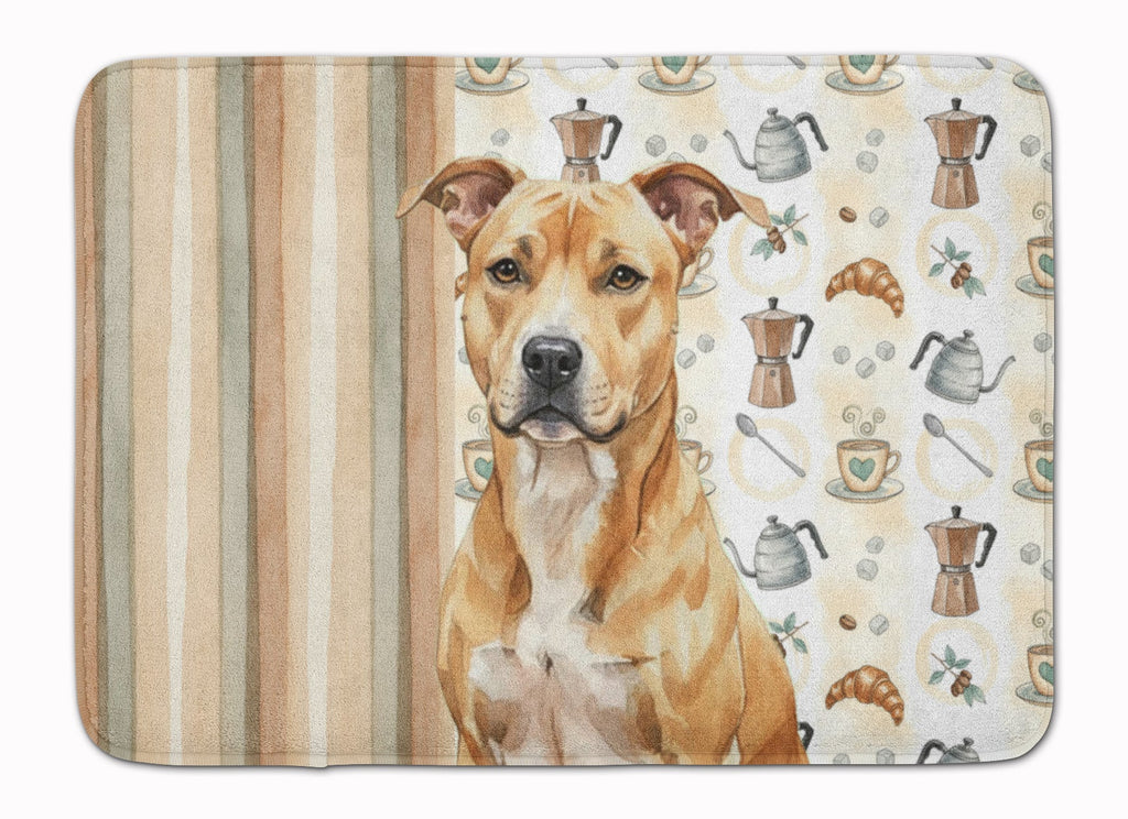 Fawn American Staffordshire Terrier Coffee Bar Memory Foam Kitchen Mat Machine Washable Anti-Fatigue Cushion Comfort Bath or Kitchen Rug