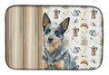 Blue Heeler Australian Cattle Dog Coffee Bar Dish Drying Mat Absorbent Dish Drying Mat Pad for Kitchen Counter Dish Drainer Mat for Countertop, 14 x 21", Multicolor