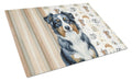 Black Australian Shepherd Coffee Bar Cutting Board Tempered Glass Kitchen Cutting Surface, Heat Resistant Chopping, Non-Slip Feet, Food Prep & Serving