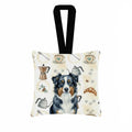 Black Australian Shepherd Coffee Bar Hanging Square Fabric Ornament 3.5 � 3.5 Decorative Door-Knob & Tree Hanger, Soft Fabric