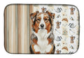 Red Merle Australian Shepherd Coffee Bar Dish Drying Mat Absorbent Dish Drying Mat Pad for Kitchen Counter Dish Drainer Mat for Countertop, 14 x 21", Multicolor