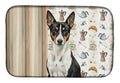 Black and White Basenji Coffee Bar Dish Drying Mat Absorbent Dish Drying Mat Pad for Kitchen Counter Dish Drainer Mat for Countertop, 14 x 21", Multicolor