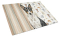 Black and White Basenji Coffee Bar Cutting Board Tempered Glass Kitchen Cutting Surface, Heat Resistant Chopping, Non-Slip Feet, Food Prep & Serving