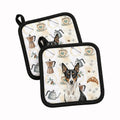 Black and White Basenji Coffee Bar Pot Holder Set of 2 Heat Resistant Quilted Hot Pads 7.5 x 7.5 Inch, Insulated Kitchen Trivets for Cooking & Baking