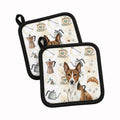 Brindle and White Basenji Coffee Bar Pot Holder Set of 2 Heat Resistant Quilted Hot Pads 7.5 x 7.5 Inch, Insulated Kitchen Trivets for Cooking & Baking