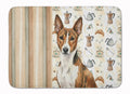 Brindle and White Basenji Coffee Bar Memory Foam Kitchen Mat Machine Washable Anti-Fatigue Cushion Comfort Bath or Kitchen Rug