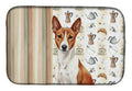 Red and White Basenji Coffee Bar Dish Drying Mat Absorbent Dish Drying Mat Pad for Kitchen Counter Dish Drainer Mat for Countertop, 14 x 21", Multicolor