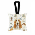 Lemon and White Basset Hound Coffee Bar Hanging Square Fabric Ornament 3.5 � 3.5 Decorative Door-Knob & Tree Hanger, Soft Fabric