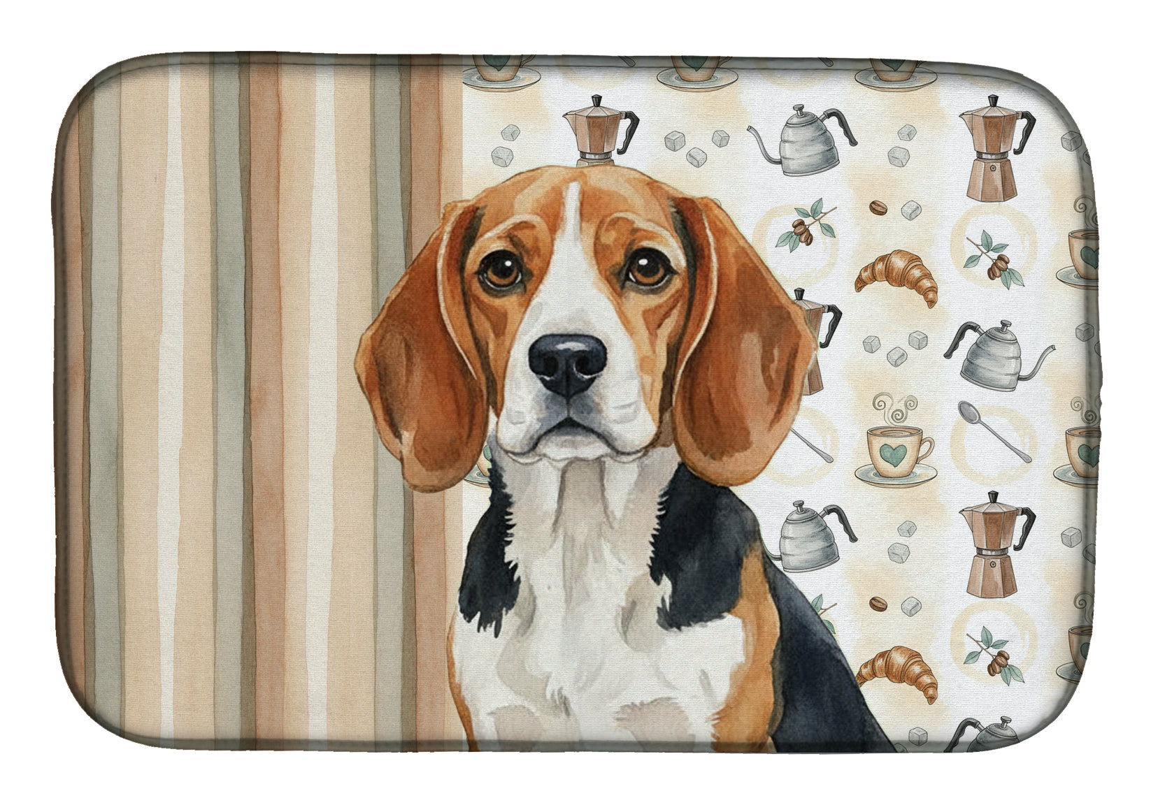 Beagle Coffee Bar Dish Drying Mat Absorbent Dish Drying Mat Pad for Kitchen Counter Dish Drainer Mat for Countertop, 14 x 21", Multicolor