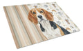 Beagle Coffee Bar Cutting Board Tempered Glass Kitchen Cutting Surface, Heat Resistant Chopping, Non-Slip Feet, Food Prep & Serving