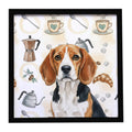 Beagle Coffee Bar Framed Metal Print Bathroom, Kitchen, Office, Home Decor Wall Art Ready to Hang, Square, 8X8