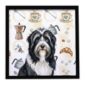 Black Bearded Collie Coffee Bar Framed Metal Print Bathroom, Kitchen, Office, Home Decor Wall Art Ready to Hang, Square, 8X8