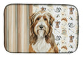 Brown Bearded Collie Coffee Bar Dish Drying Mat Absorbent Dish Drying Mat Pad for Kitchen Counter Dish Drainer Mat for Countertop, 14 x 21", Multicolor