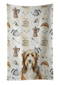 Brown Bearded Collie Coffee Bar Kitchen Towel Velour Plush Front and Cotton Loop Back Machine Washable