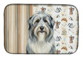 Bearded Collie Coffee Bar Dish Drying Mat Absorbent Dish Drying Mat Pad for Kitchen Counter Dish Drainer Mat for Countertop, 14 x 21", Multicolor