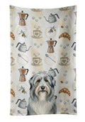 Bearded Collie Coffee Bar Kitchen Towel Velour Plush Front and Cotton Loop Back Machine Washable