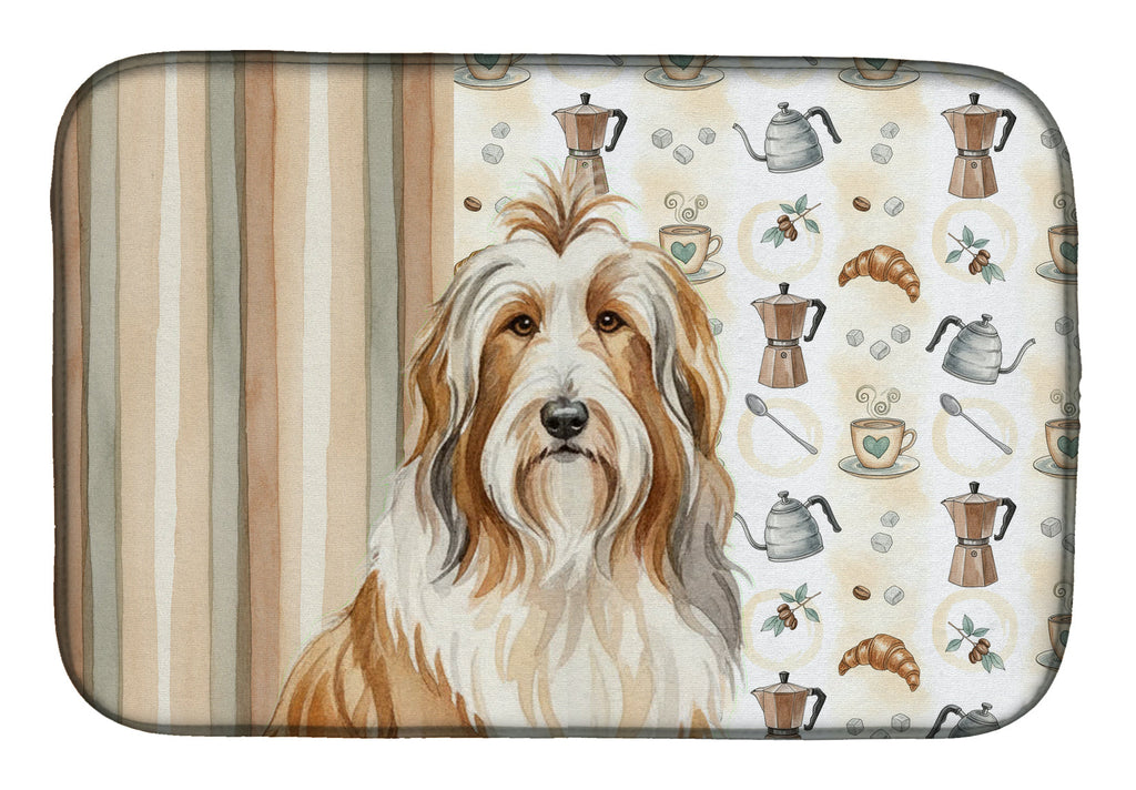 Fawn Bearded Collie Coffee Bar Dish Drying Mat Absorbent Dish Drying Mat Pad for Kitchen Counter Dish Drainer Mat for Countertop, 14 x 21", Multicolor