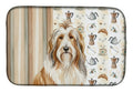 Fawn Bearded Collie Coffee Bar Dish Drying Mat Absorbent Dish Drying Mat Pad for Kitchen Counter Dish Drainer Mat for Countertop, 14 x 21", Multicolor