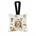 Fawn Bearded Collie Coffee Bar Hanging Square Fabric Ornament 3.5 � 3.5 Decorative Door-Knob & Tree Hanger, Soft Fabric