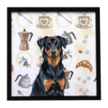 Beauceron Coffee Bar Framed Metal Print Bathroom, Kitchen, Office, Home Decor Wall Art Ready to Hang, Square, 8X8