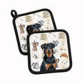Beauceron Coffee Bar Pot Holder Set of 2 Heat Resistant Quilted Hot Pads 7.5 x 7.5 Inch, Insulated Kitchen Trivets for Cooking & Baking