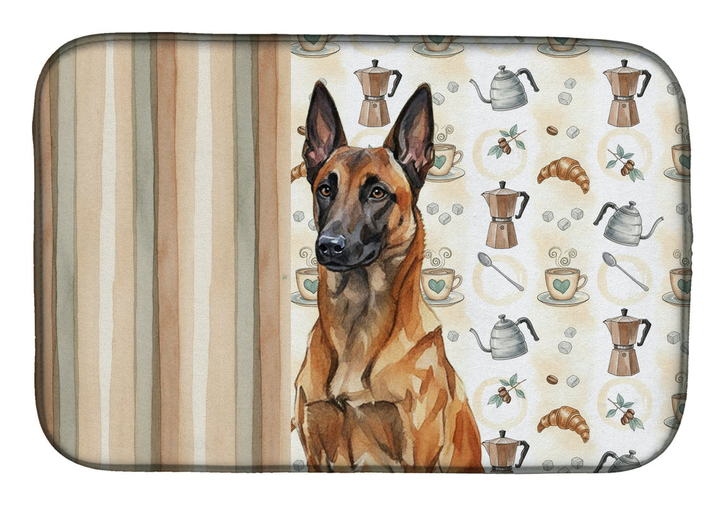 Mahogany Belgian Malinois Coffee Bar Dish Drying Mat Absorbent Dish Drying Mat Pad for Kitchen Counter Dish Drainer Mat for Countertop, 14 x 21", Multicolor