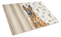 Mahogany Belgian Malinois Coffee Bar Cutting Board Tempered Glass Kitchen Cutting Surface, Heat Resistant Chopping, Non-Slip Feet, Food Prep & Serving