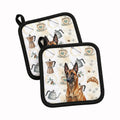 Mahogany Belgian Malinois Coffee Bar Pot Holder Set of 2 Heat Resistant Quilted Hot Pads 7.5 x 7.5 Inch, Insulated Kitchen Trivets for Cooking & Baking