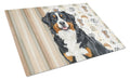 Bernese Mountain Dog Coffee Bar Cutting Board Tempered Glass Kitchen Cutting Surface, Heat Resistant Chopping, Non-Slip Feet, Food Prep & Serving