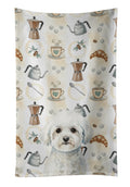 Bichon Frise Coffee Bar Kitchen Towel Velour Plush Front and Cotton Loop Back Machine Washable