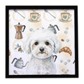 Bichon Frise Coffee Bar Framed Metal Print Bathroom, Kitchen, Office, Home Decor Wall Art Ready to Hang, Square, 8X8