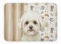 White and Cream Bichon Frise Coffee Bar Memory Foam Kitchen Mat Machine Washable Anti-Fatigue Cushion Comfort Bath or Kitchen Rug