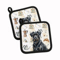 Black Russian Terrier Coffee Bar Pot Holder Set of 2 Heat Resistant Quilted Hot Pads 7.5 x 7.5 Inch, Insulated Kitchen Trivets for Cooking & Baking