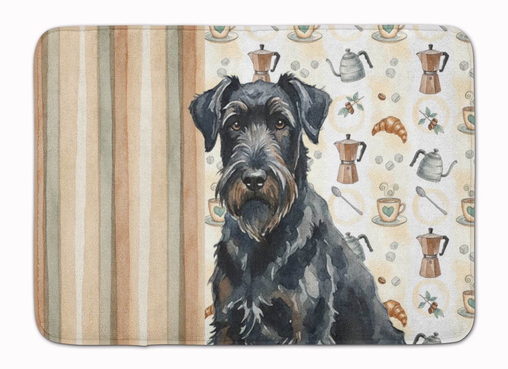 Black Russian Terrier Coffee Bar Memory Foam Kitchen Mat Machine Washable Anti-Fatigue Cushion Comfort Bath or Kitchen Rug