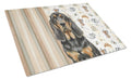 Black and Tan Bloodhound Coffee Bar Cutting Board Tempered Glass Kitchen Cutting Surface, Heat Resistant Chopping, Non-Slip Feet, Food Prep & Serving
