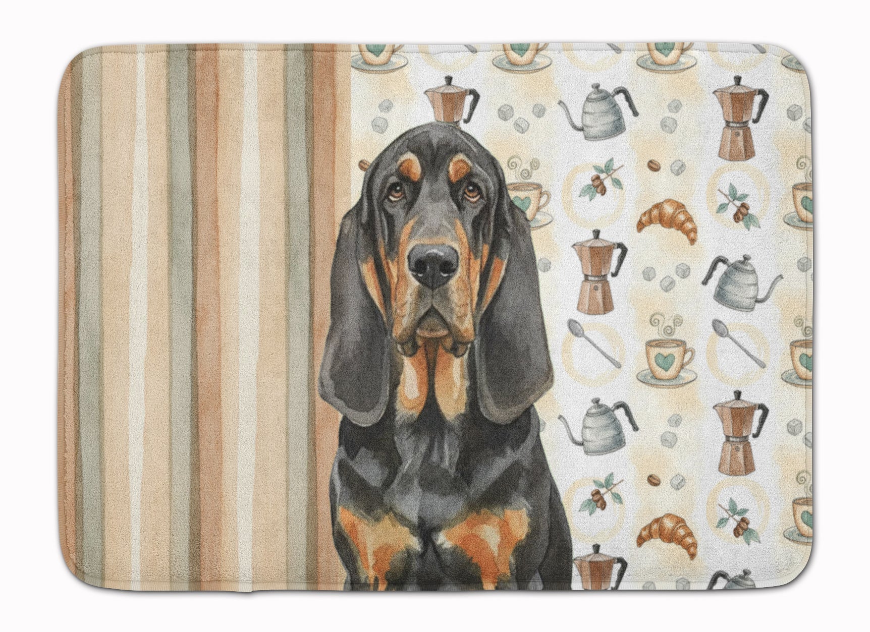 Black and Tan Bloodhound Coffee Bar Memory Foam Kitchen Mat Machine Washable Anti-Fatigue Cushion Comfort Bath or Kitchen Rug
